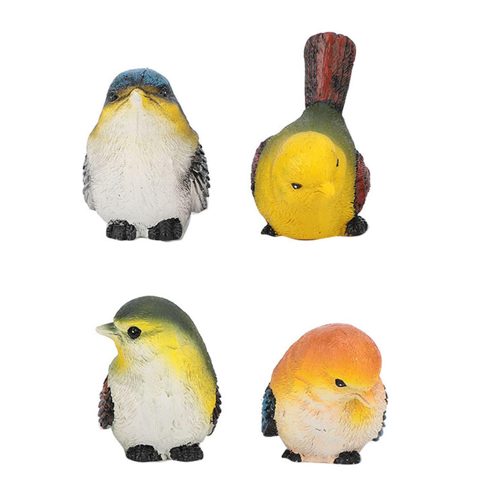 4 Pezzi Ornamenti per Statue di Uccelli, Resine Sintetiche Colorate Uccelli Figurine di Animali Decorazione Prato Giardino Ornamenti per Cortile per Patio Finestra da Tavolo