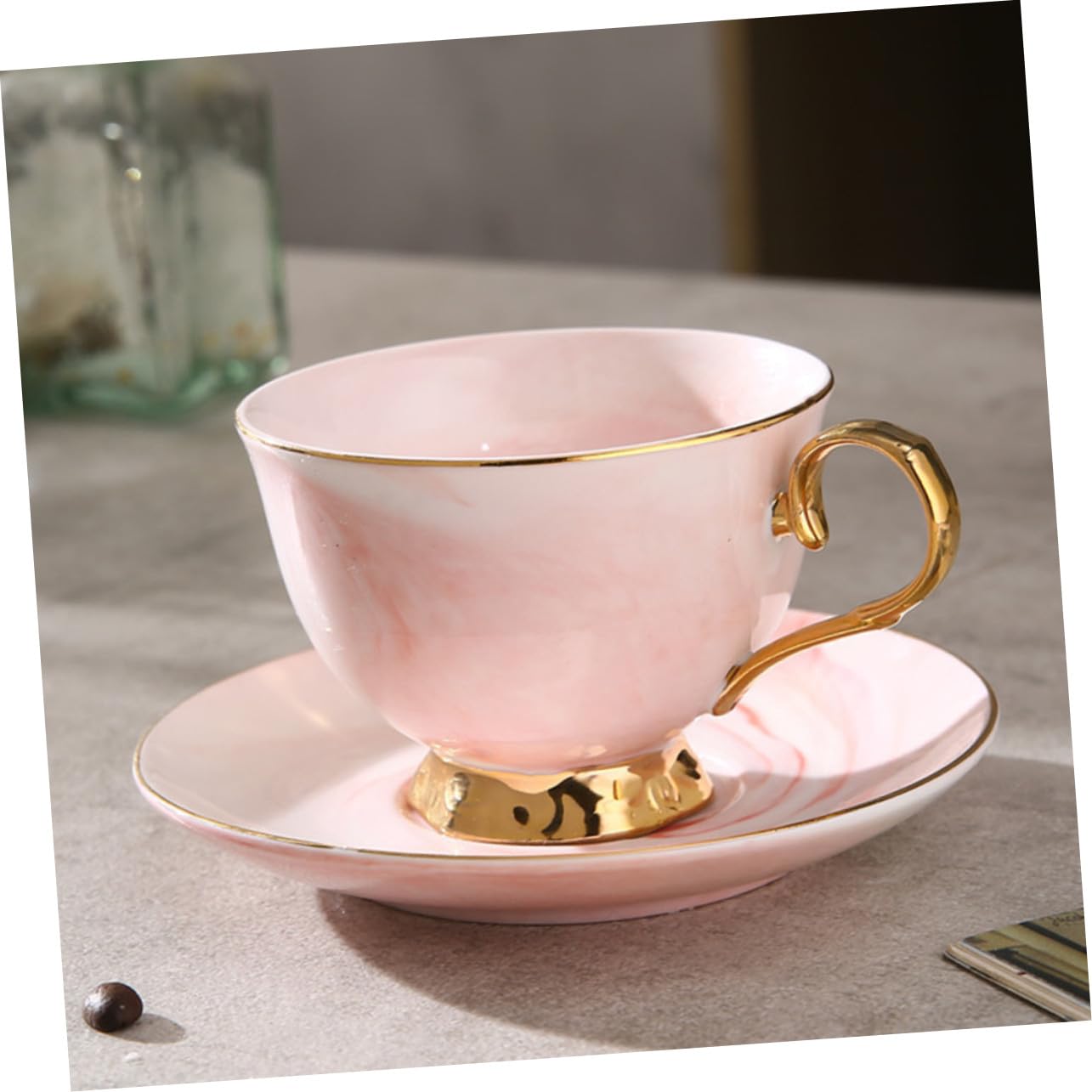 STOBAZA Tazza da Caffè in Ceramica con Piattino di Tazze Nordiche Tazza per Latte in Ceramica per Tè Caffè Espresso Cappuccino Cioccolata Calda