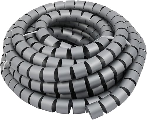 Cable de tubo espiral flexible Cable de alambre gris manejar cable 1.181 in de diámetro x 27.9 ft de largo con clip