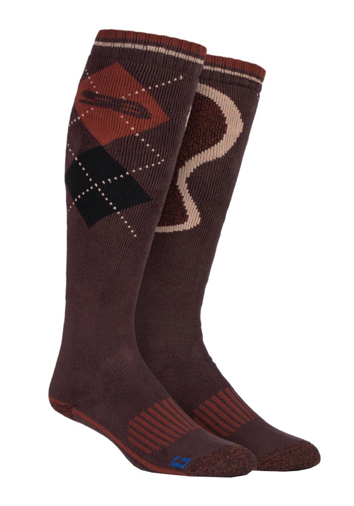 Storm Bloc - Mens Extra Long Knee High Thick Cotton Rich Argyle Patterned Wellington Boot Socks (6-11 uk, SBGMS007BRN)