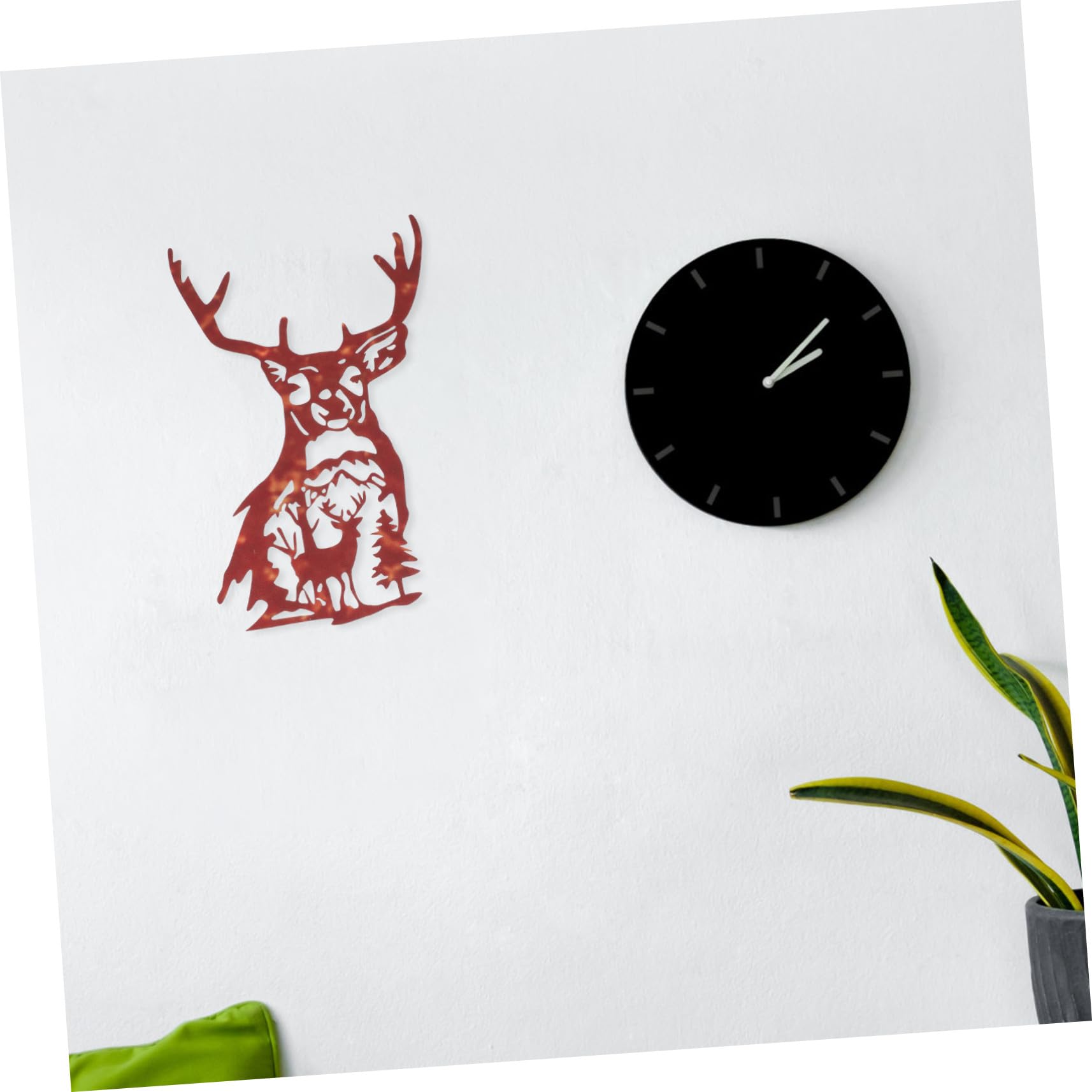 iplusmile Decorazione Murale Cervo in Ferro 3 Pezzi, Arte da Parete per Soggiorno e Giardino, Scultura Appesa per Arredamento Casa e Ufficio