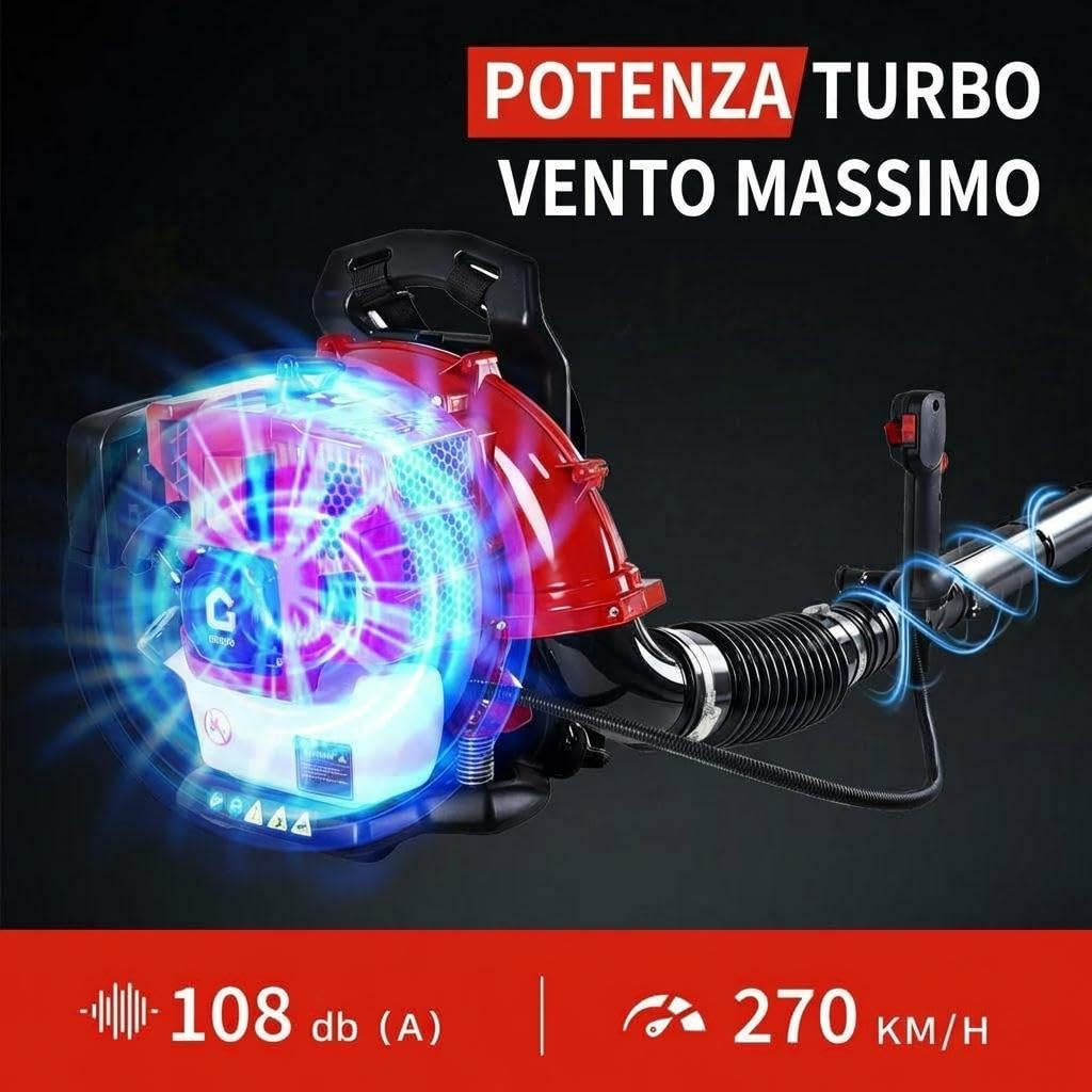 Garvee con 1 Paquete de plástico con 2 sopladores de Hojas de plástico para Mochila, Rendimiento Comercial, 66 CC, 4.0 CV, Motor de 2 Tiempos, 880 CFM, 320 mph, diseño ergonómico para jardín, césped