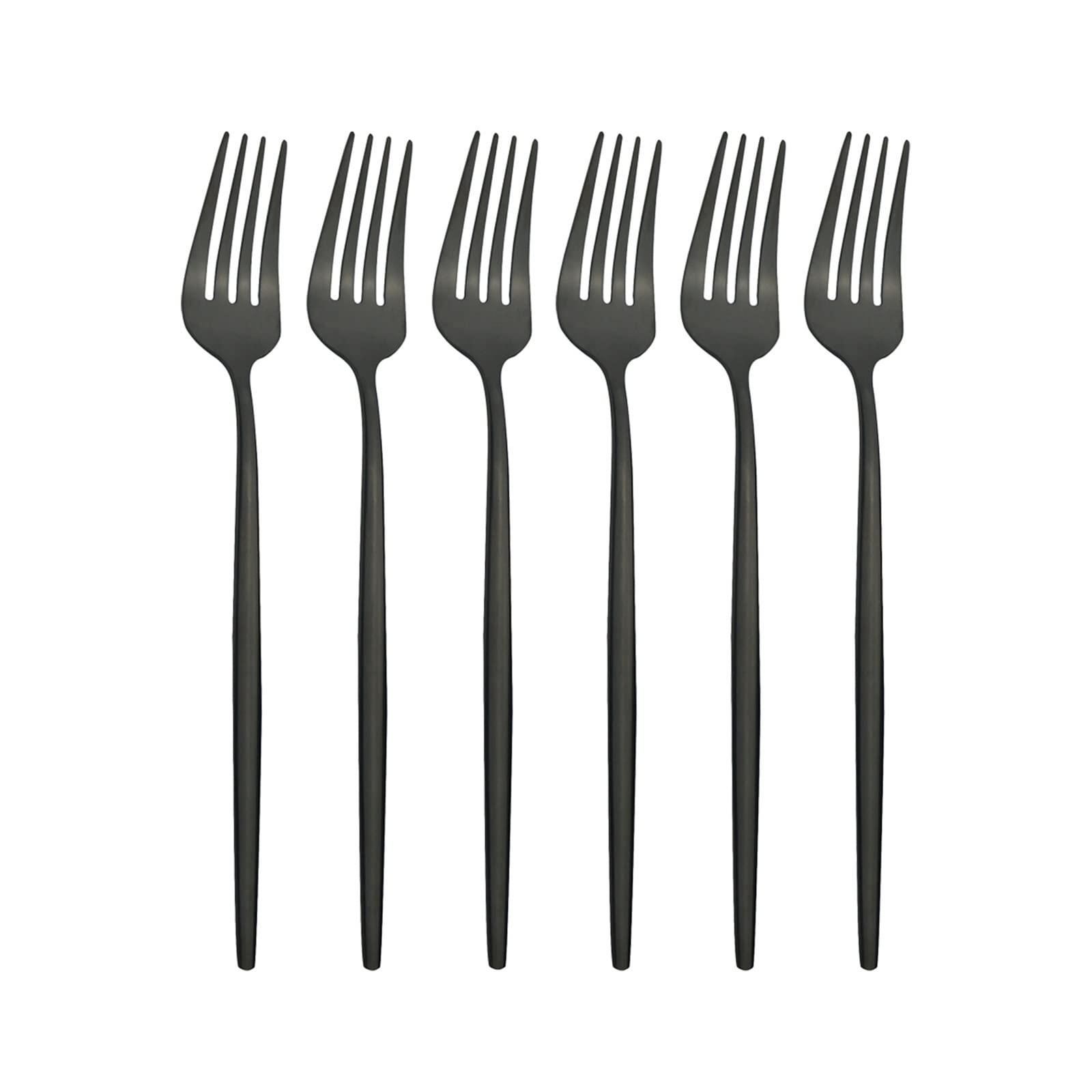 Juego de 6 Cubiertos Negros, Tenedores for Postre, Juego de Acero Inoxidable, Tenedor for Pastel, Tenedores for Ensalada, Juego de vajilla, Cubiertos de Cocina, Juego de Cubiertos Leisurely (C