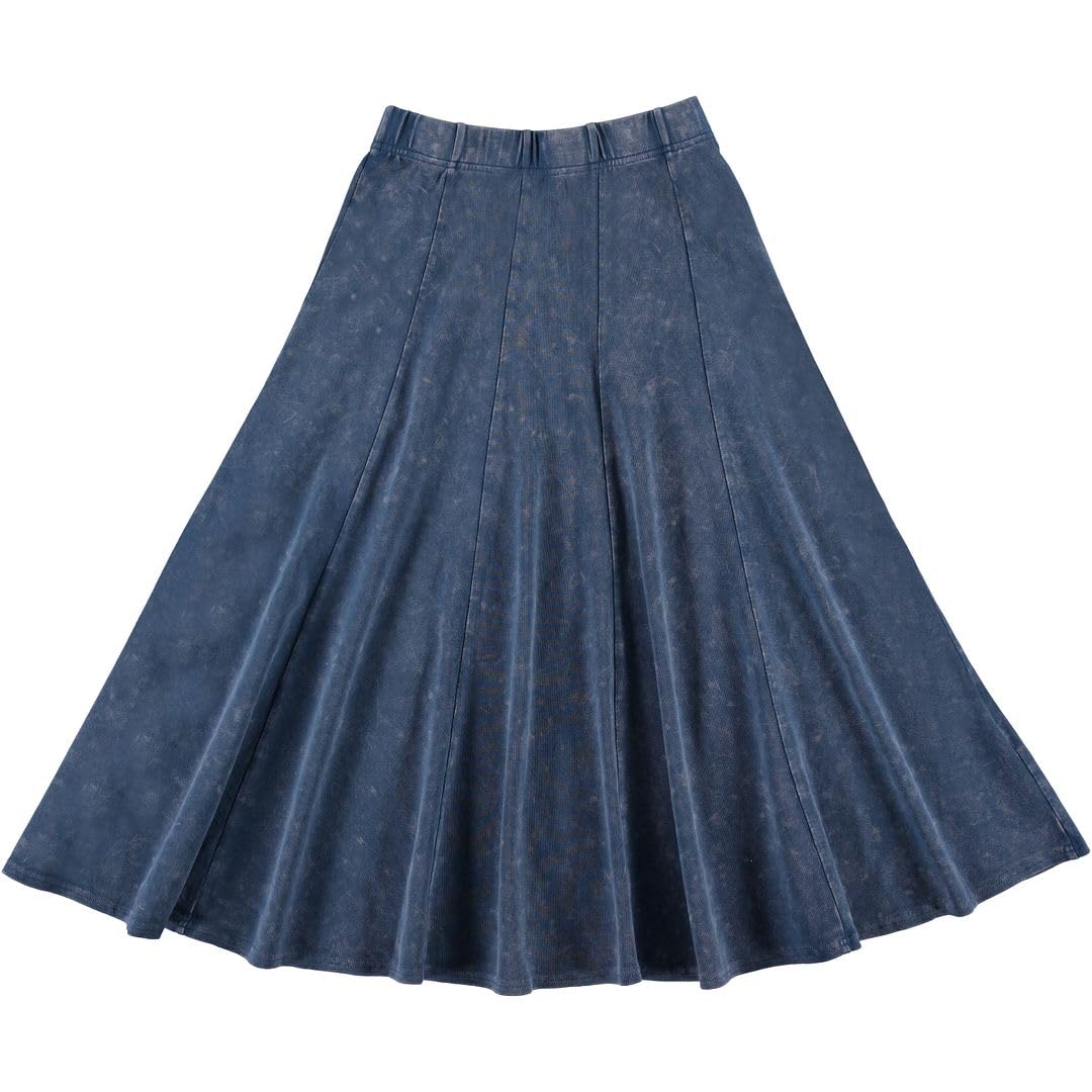 BGDK Girls Cotton Stonewash Maxi Panel Skirt