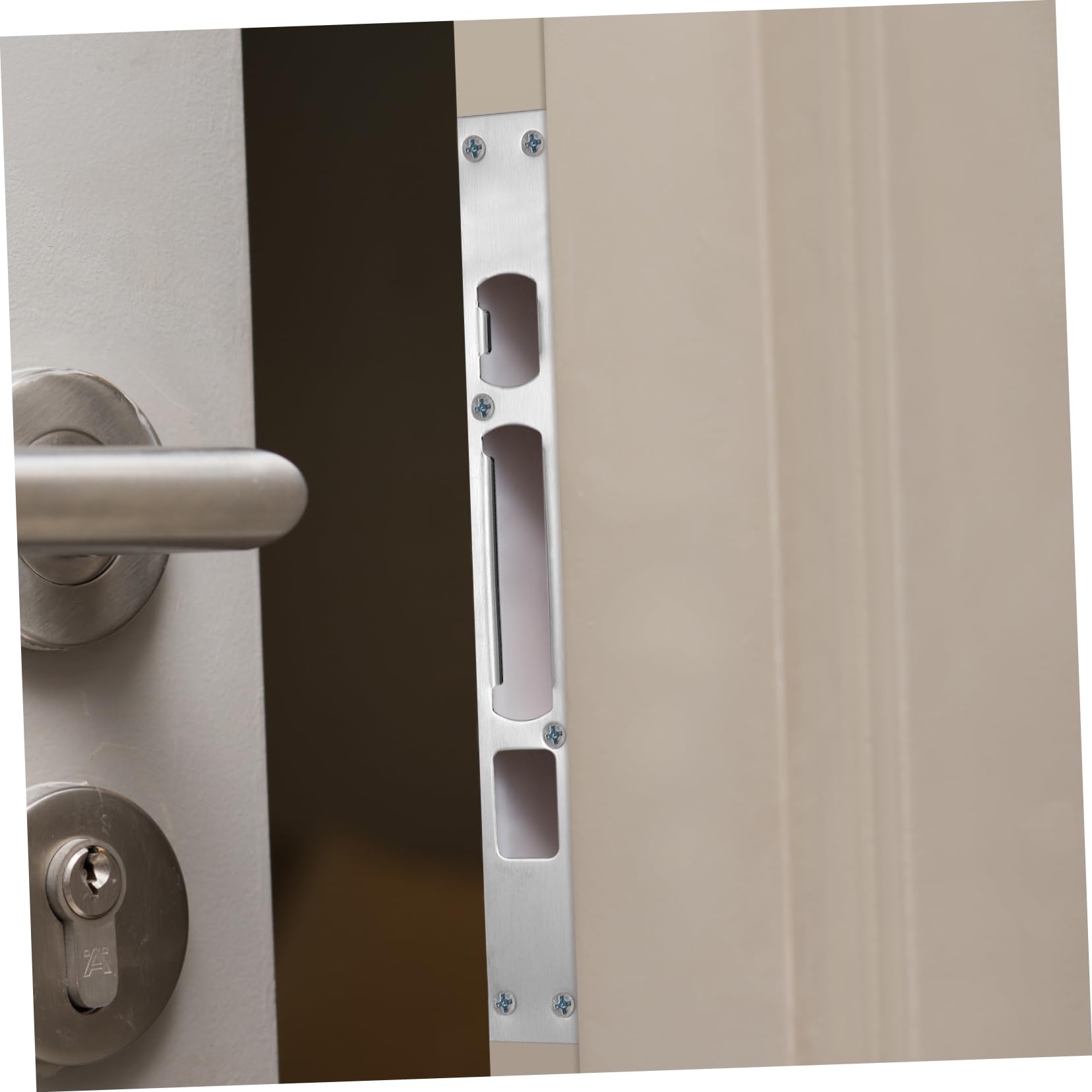 NUOBESTY 9 Ensembles Gâche De Serrure Renfort De Porte Plaque De Frappe À Pèlerinage Extérieur Gâche De Sécurité Plaque De Serrures De Sécurité De Porte Acier Inoxydable 2 Pièces * 9