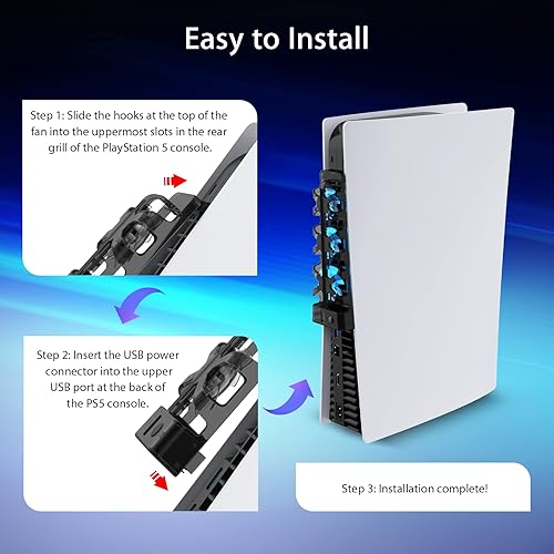 Miniatura 4 de NexiGo PS5 Accessories Ventilador de refrigeración con luz LED tanto para discos como ediciones digitales sistema de refrigeración eficiente soporte