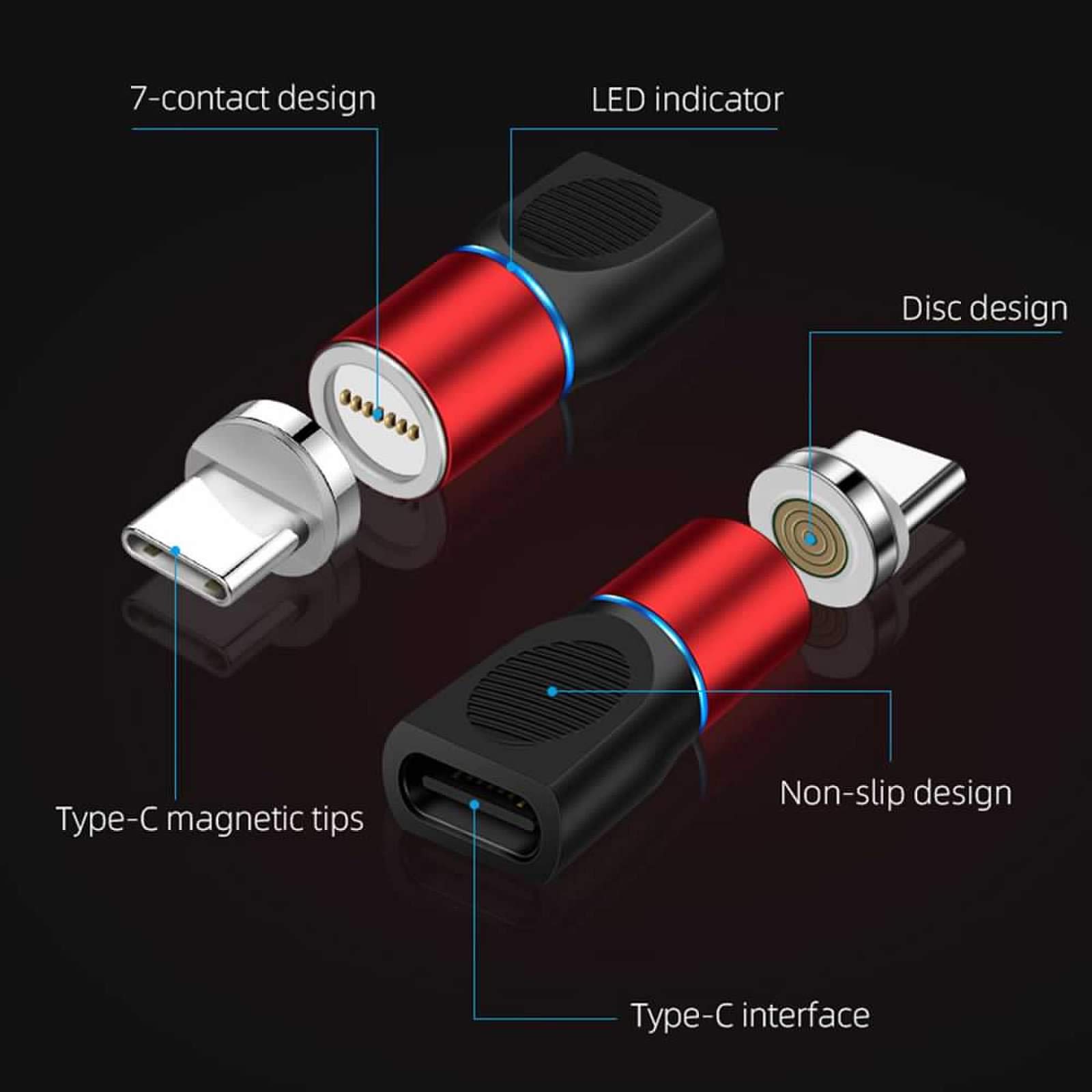 Magnetic Phone Adapter, Type C Female to Type C Male Converter for Android 3A Fast Charging Type C Transfer USB Type C Charge Connector(Blue)