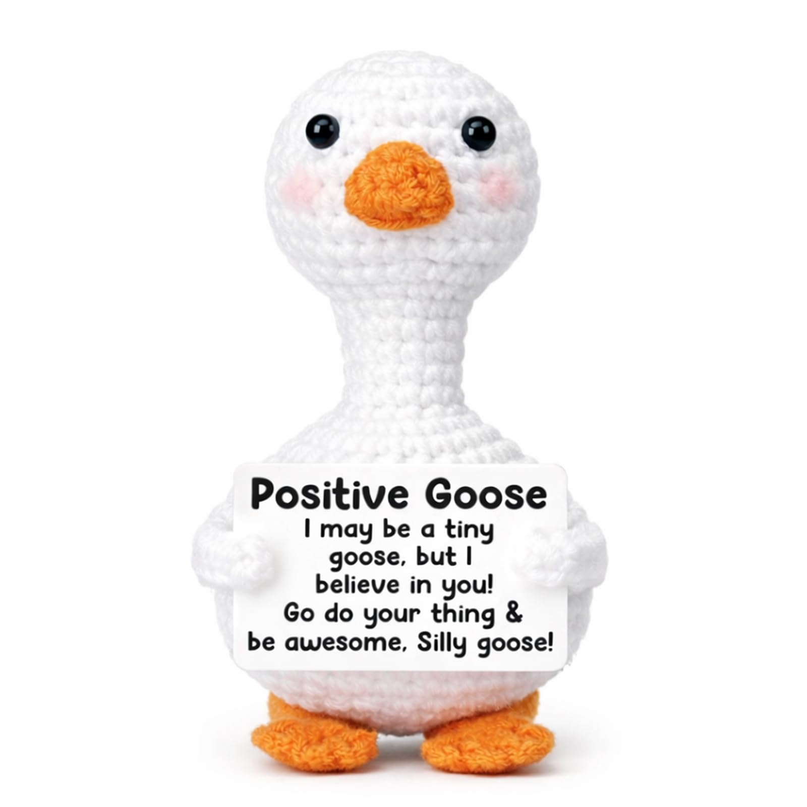 BAGUBDR Silly Goose, Goose Crochet Animals, Crochet Animal Gift for Emotional Support, Decorative Companion for Desk and Office Spaces