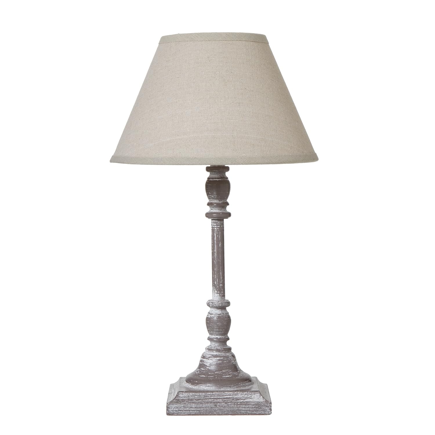 37cm Taupe Grey Wooden Table Bedside Lamp Light w/Linen Shade