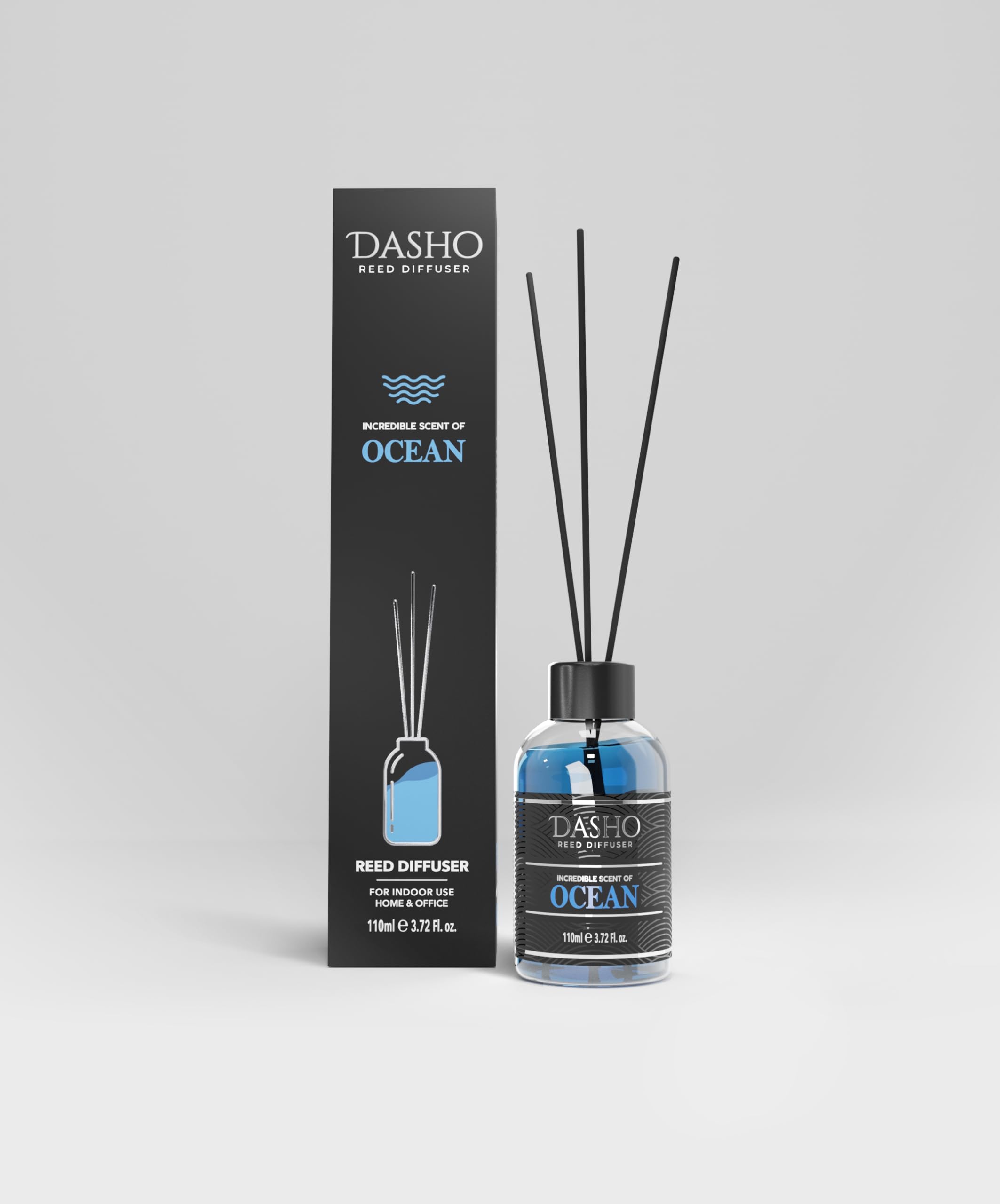 DASHO Reed Diffuser/Fruit/3.72 oz(110ml)/1 Pack/Reed Diffuser, Reed Diffuser Set, Reed Diffuser Sticks, Home Decor & Office Decor, Fragrance and Gifts (Ocean) (Ocean)