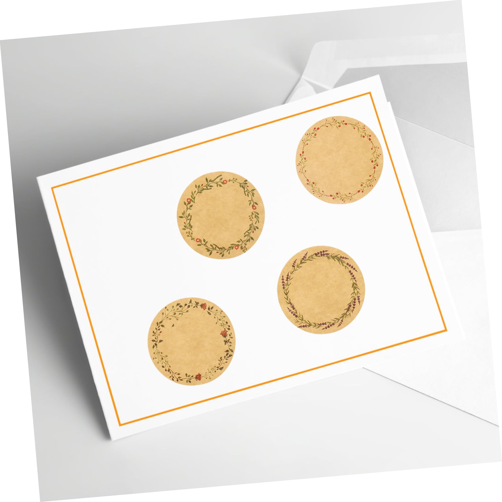 Lurrose 4 Rollen Blumenetikettenaufkleber versiegelbar Schild Punkt Briefe Alphabet klebrig geschenktüten deko -Siegelaufkleber aus Papier Umschlagaufkleber Kraftpapier
