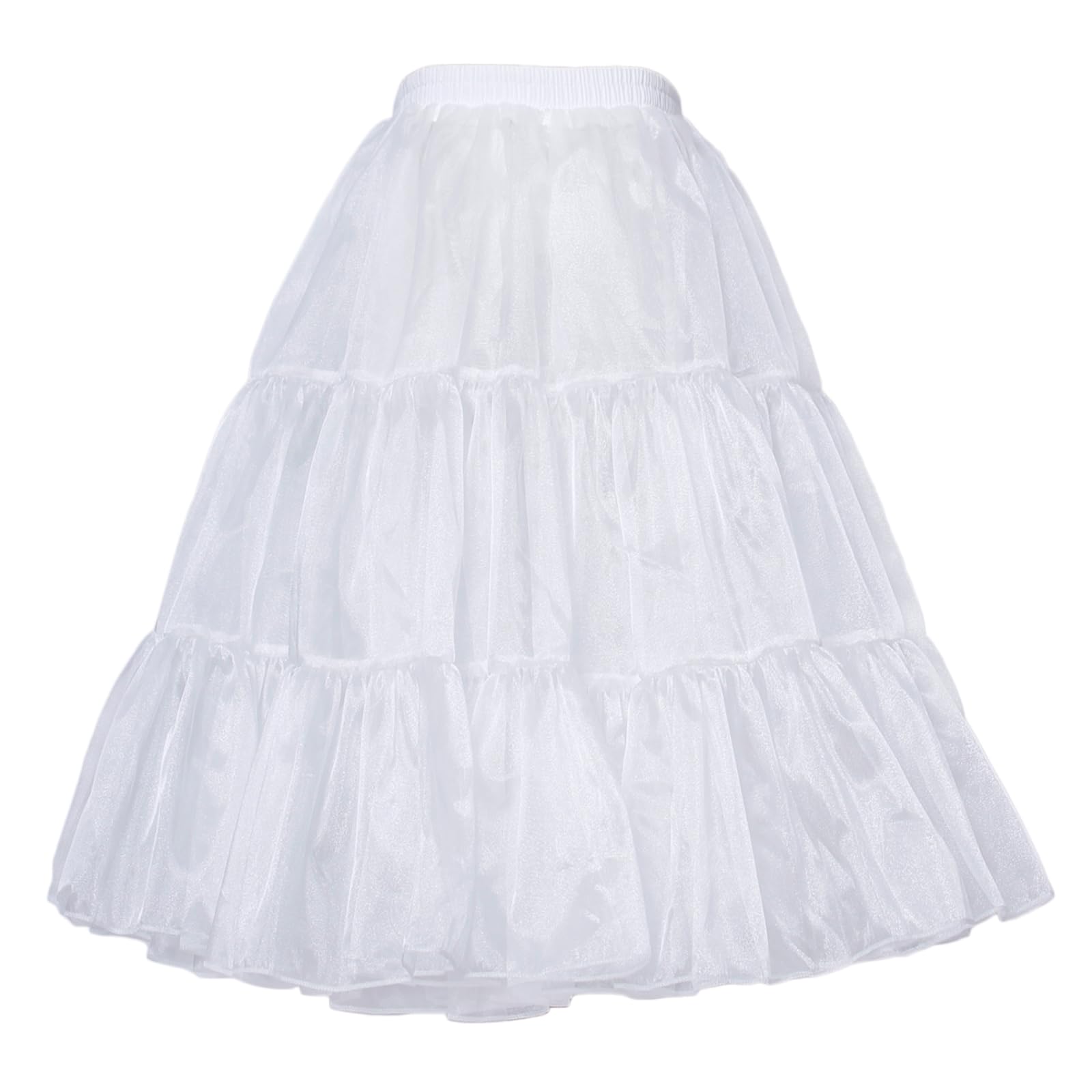 YULUOSHA Women's Crinoline Petticoat 50s Vintage Underskirt Hoopless Tulle Skirt Knee Tutu 23 inch for Lolita Victorian Dress