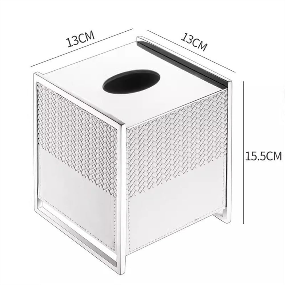 Kosmetiktuchspender Wohnzimmer Licht Luxus Tissue Box Kreative Edelstahl Leder Schublade Box Schlafzimmer Nachttisch Dekorative Desktop Ornamente für Büro, Auto, Autodekoration(Bruin)