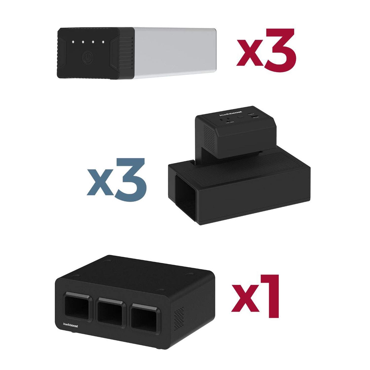 EdgePower – 3 Battery Kit – Clamp-On Portable Battery Charging Station – Cordless Power Solution for Classrooms and Offices (Pro Bundle)