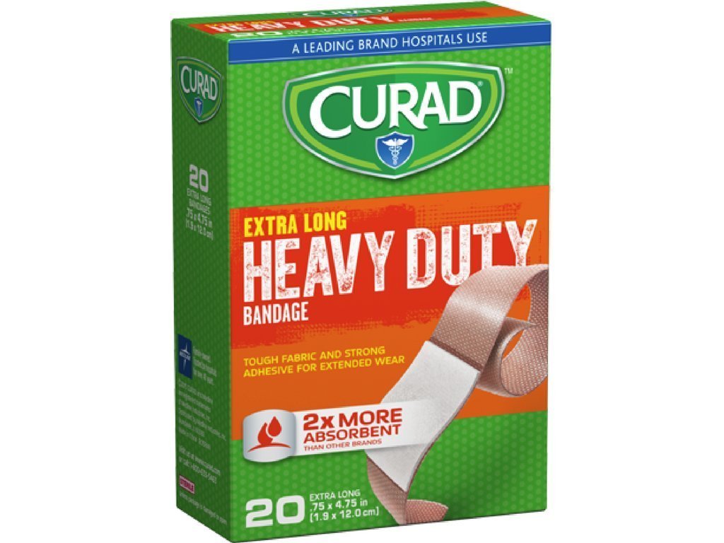 CuradCurad Heavy Duty Bandage Extra Long 20 Each .75 X 4.75 In Pack Of 4