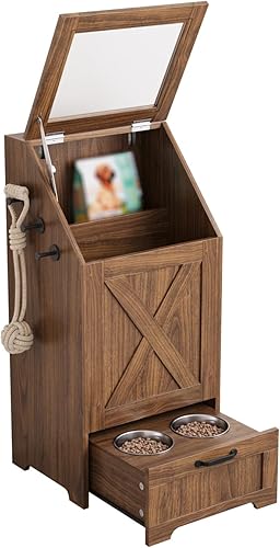 Miniatura 9 de Estación de alimentación para perros, gabinete de almacenamiento de alimentos para perros, estación de alimentación para mascotas con 2 cuencos