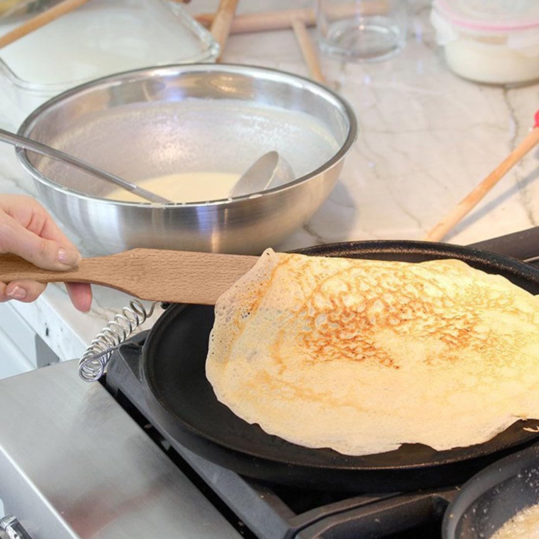 Spatule Crepe,Rateau Crepe,Etaleur Crepe,Spatule Raclette Bois,Spatule Cuisine Bois,Repartiteur