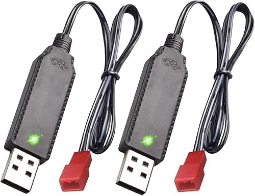 Cable cargador USB de 3.7 V con enchufe JST compatible con aviones RC helicópteros juguetes accesorios para batería Lipo universal de 3.7 V (2)