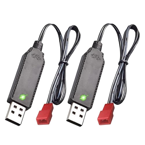 Cable cargador USB de 3.7 V con enchufe JST compatible con aviones RC helicópteros juguetes accesorios para batería Lipo universal de 3.7 V (2)