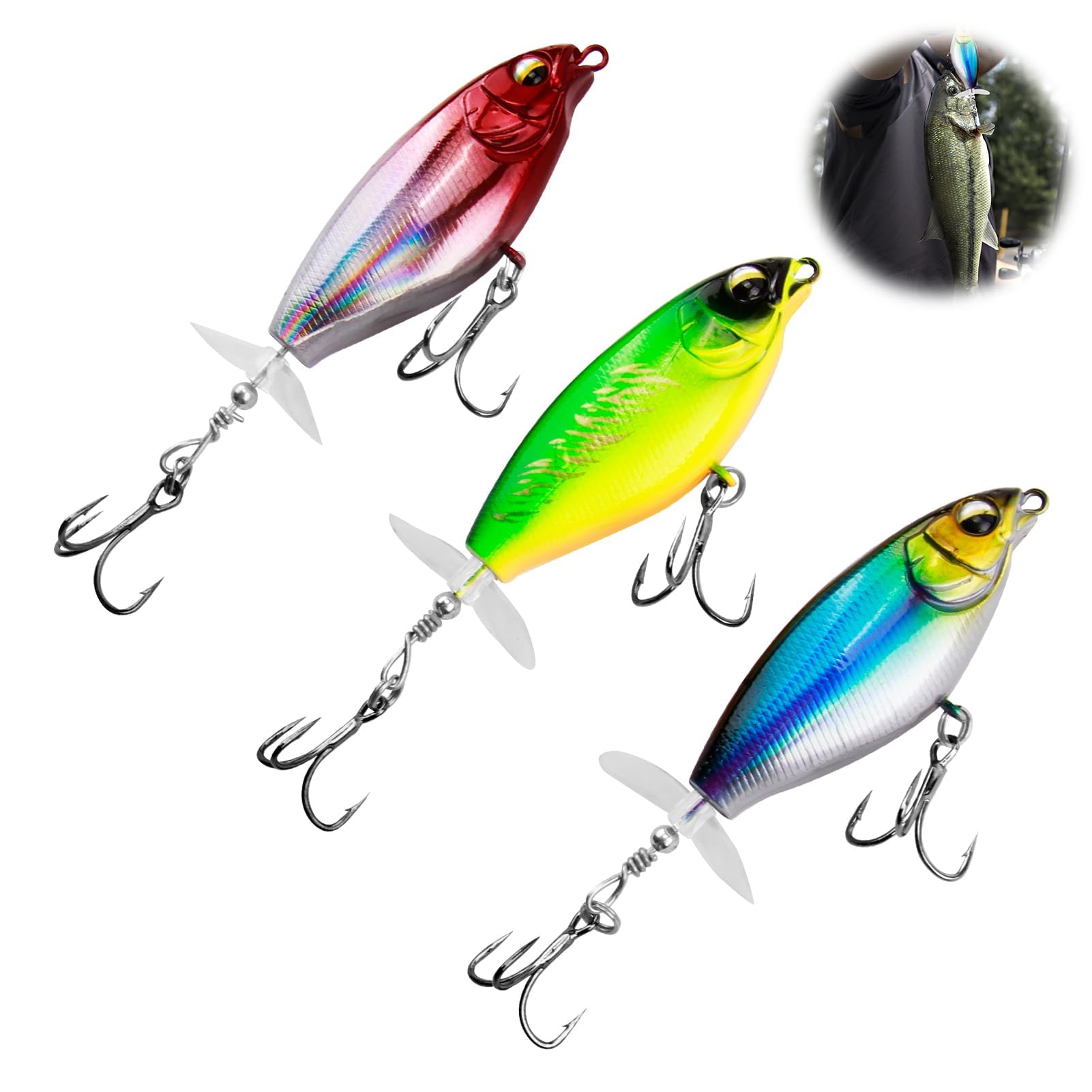 3 Stück Oberflächenköder Set - Schwimmende Köder Für Hecht, Barsch, Zander