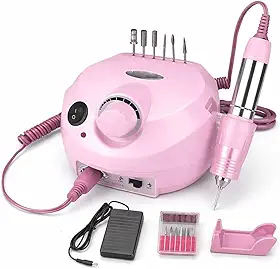 Lixadeira Elétrica de Unhas Nail Drill 60W Profissional com Controle de Velocidade Pedal e Kit de Pontas para Manicure Pedicure Bivolt 127/220V