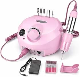 Lixadeira Elétrica de Unhas Nail Drill 60W Profissional com Controle de Velocidade Pedal e Kit de Pontas para Manicure Pedicure Bivolt 127/220V