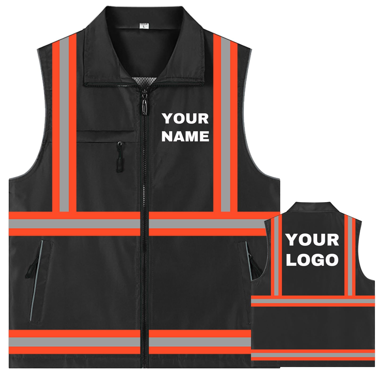 YOWESHOP Lightweight Zip-Up Safety Vest with Pockets for Outdoor Activities,Custom Logo Sleeveless Windbreaker
