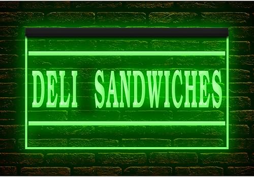 110285 Deli Sandwiches - Letrero de neón con luz LED (16 x 12 pulgadas, verde)