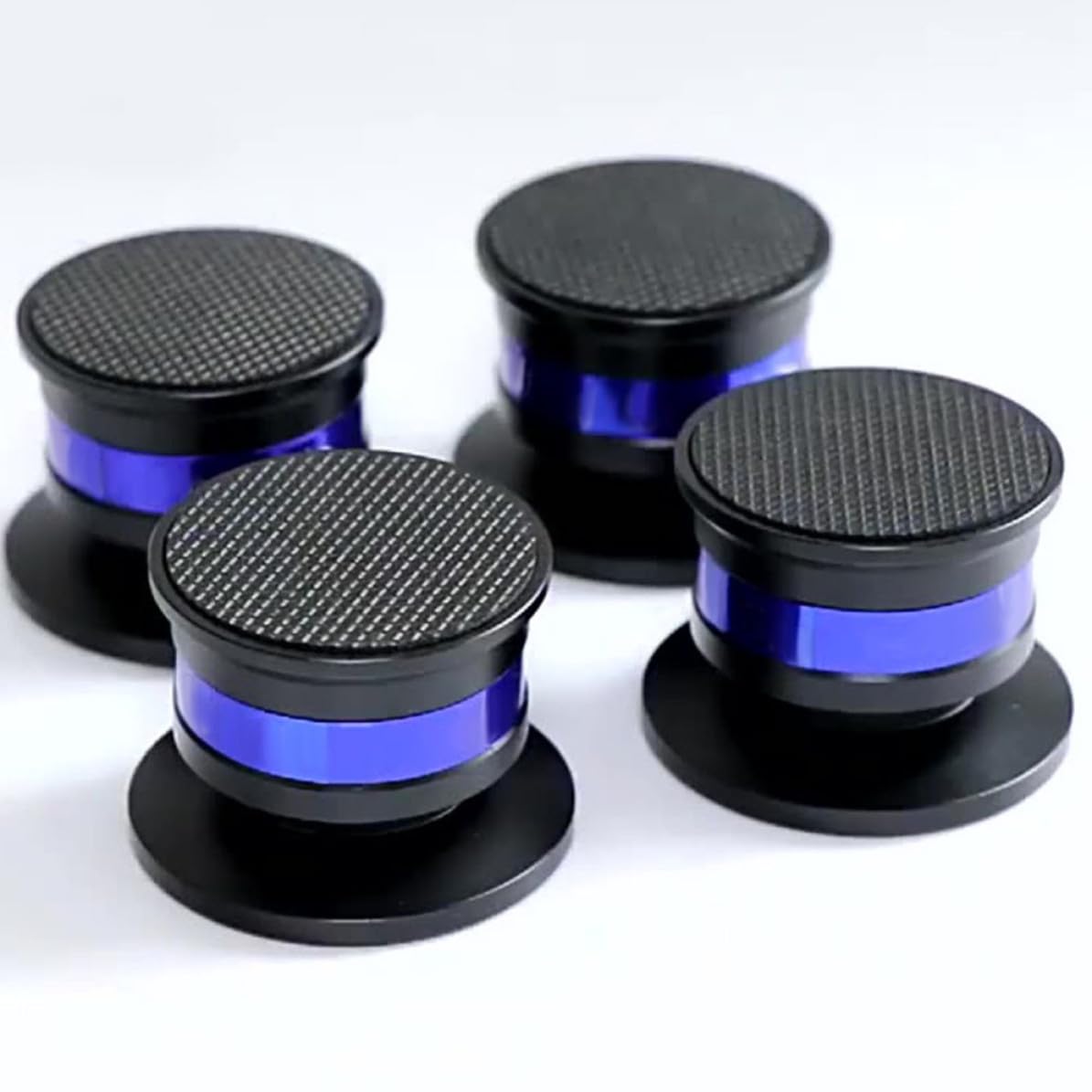 Pies de Aislamiento para Altavoz Negro 4 Piezas Ajustables Antideslizantes | Bronce y Aleación de Aluminio, 100kg por Juego, Base Goma para Reducir Vibración