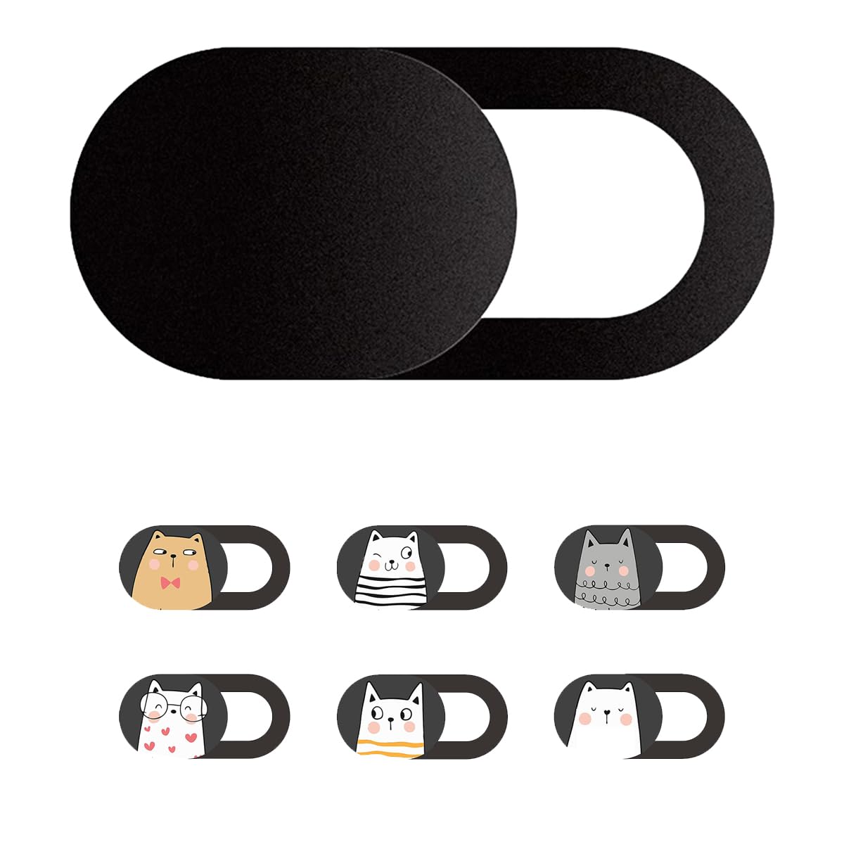 Mizi Webcam Privacy Cover Slide [6 Pack], Cute Camera Blocker Sticker, Protect Your Privacy and Security for Computer, Laptop, Tablets & Phones - Cat