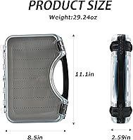 Vista 4 de Goture Caja de pesca con mosca de doble cara impermeable para aparejos (inserto de esponja-11.1 x 8.5 x 2.59 pulgadas)