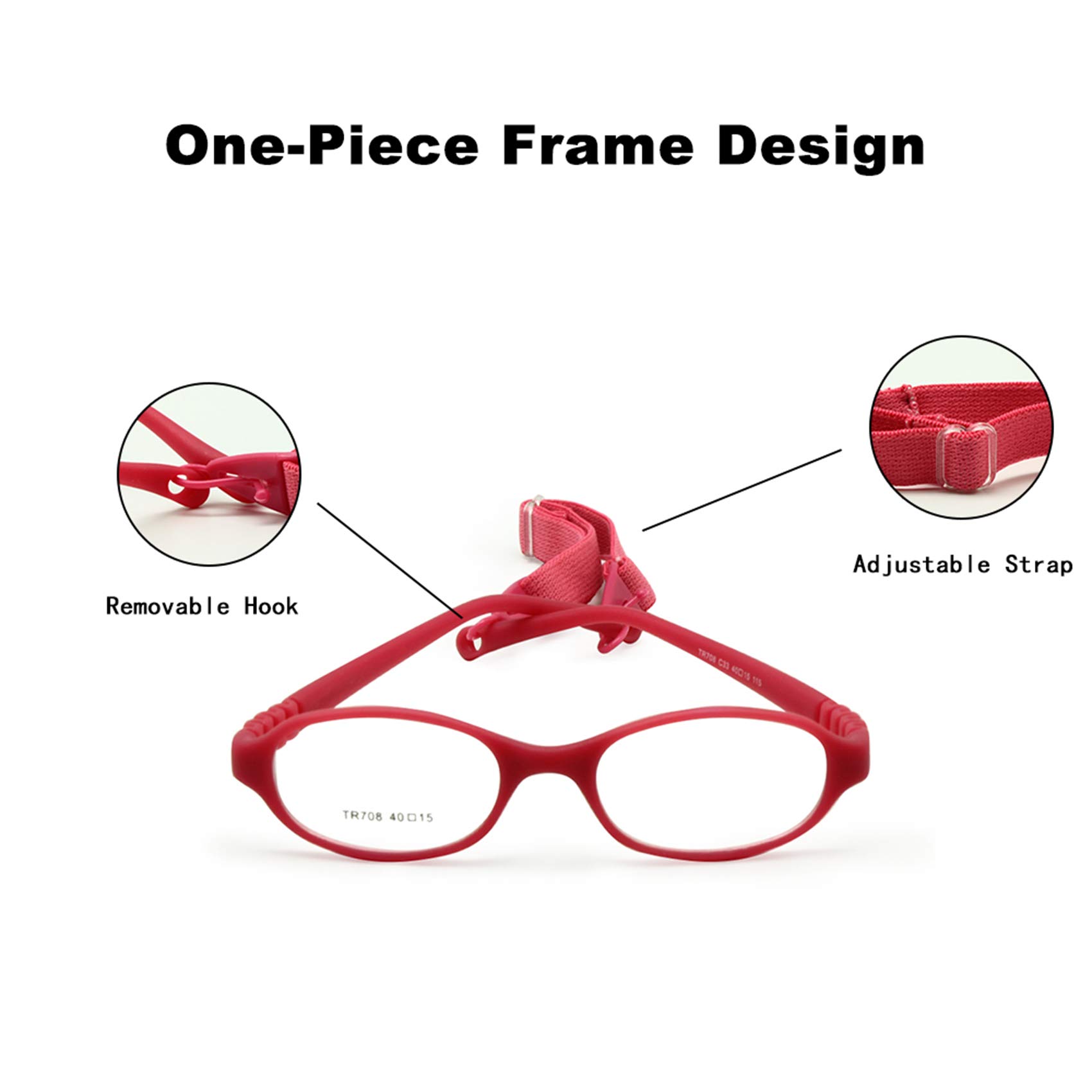 EnzoDate Baby Optical Glasses Frame Size 40 with Strap, Bendable Boys Girls Infants Eyeglasses - Image 5 thumbnail