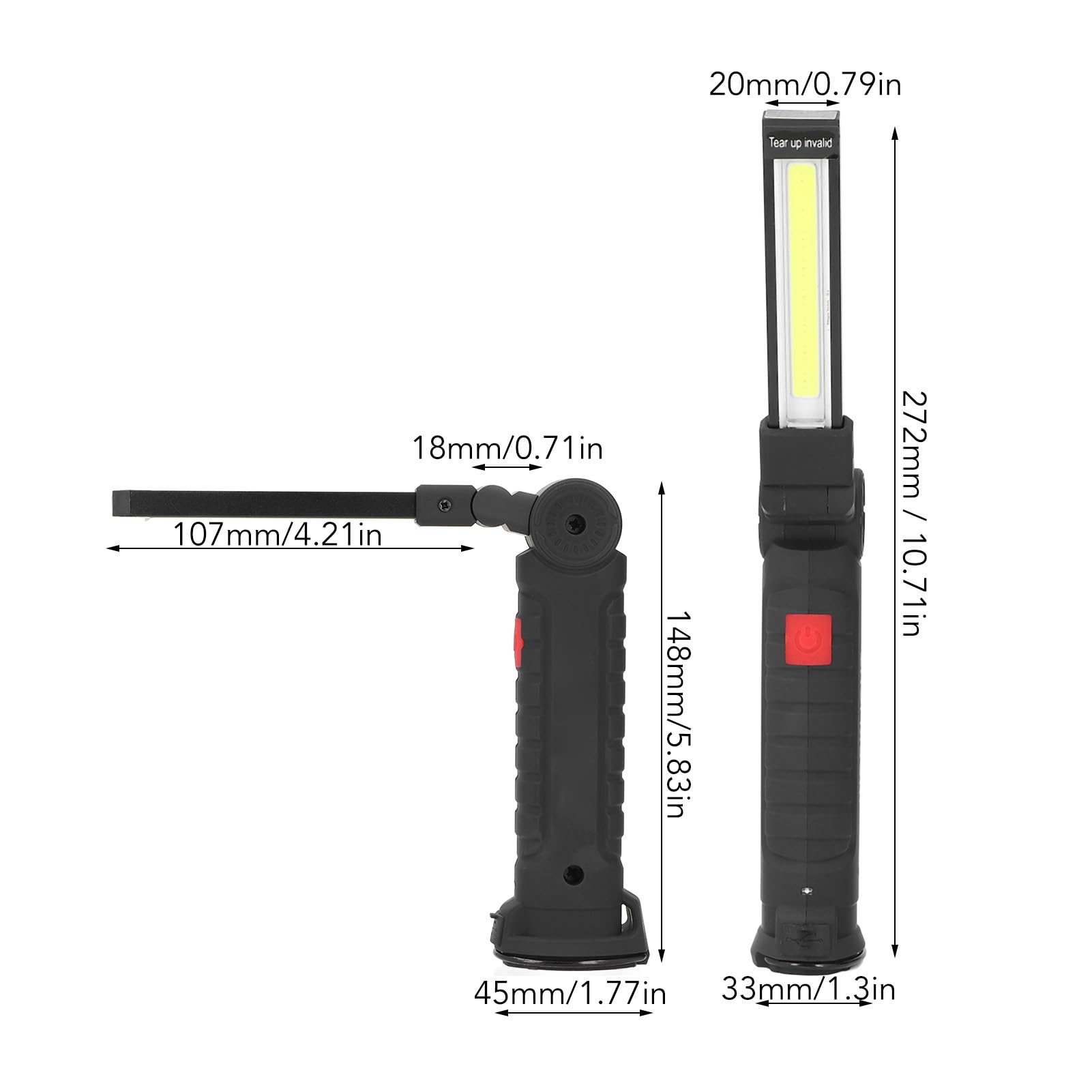 2 Sztuki Latarek, ładowalna Lampa Robocza LED z podstawą magnetyczną, Obracana o 360° i Składana o 180°, do Naprawy Silników Samochodowych, Miejsc Awaryjnych
