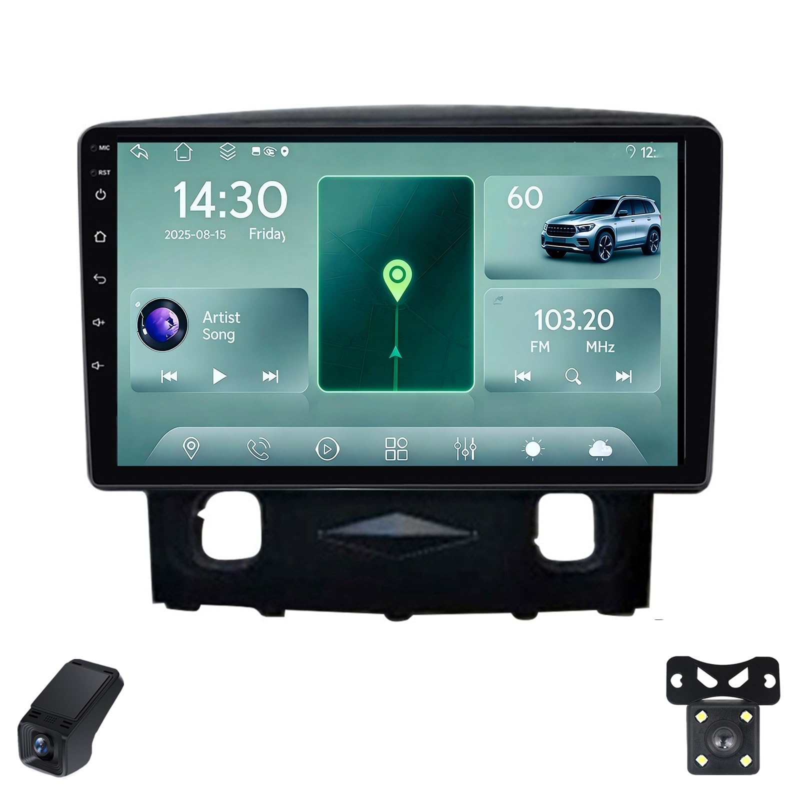 2K Radio Samochodowe dla Ford Kuga 2008-2010 Ekran Dotykowy QLED Android 13 9-Inch/Bezprzewodowe CarPlay/Android Auto/WiFi/FM AM RDS Radio/GPS/Bluetooth/Kamera Cofania/ADAS DVR(M100CP)