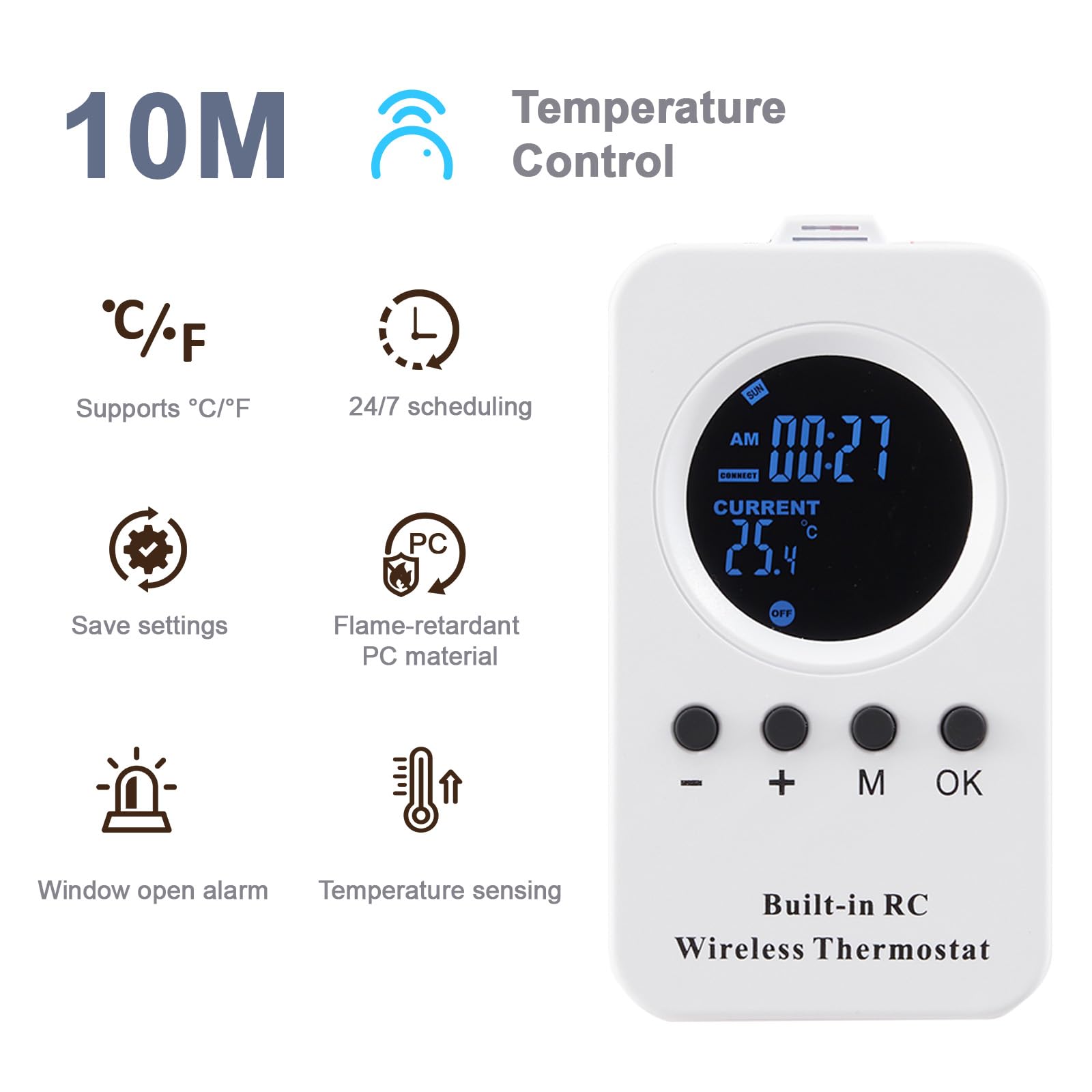 Riscaldamento a infrarossi da 1000 W con termostato, riscaldamento a infrarossi, montaggio a parete, termoventilatore a risparmio energetico, calore rapido, sicurezza testata TÜV