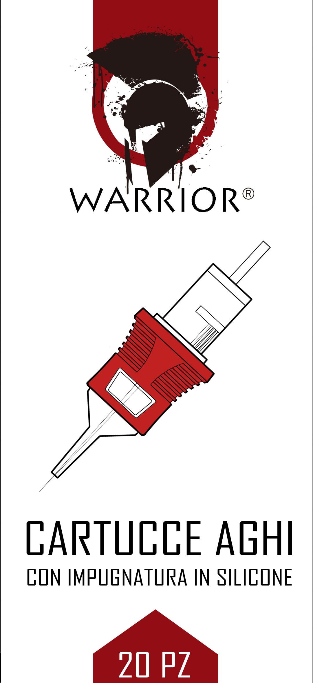 WARRIOR PRO Cartuchos agujas tatuaje con mango goma silicona Cartridges tattoo esterilizado Revestimiento redondo 20piezas Acero quirúrgico japonés Maquillaje permanente PMU(0.25MM-0803RL)