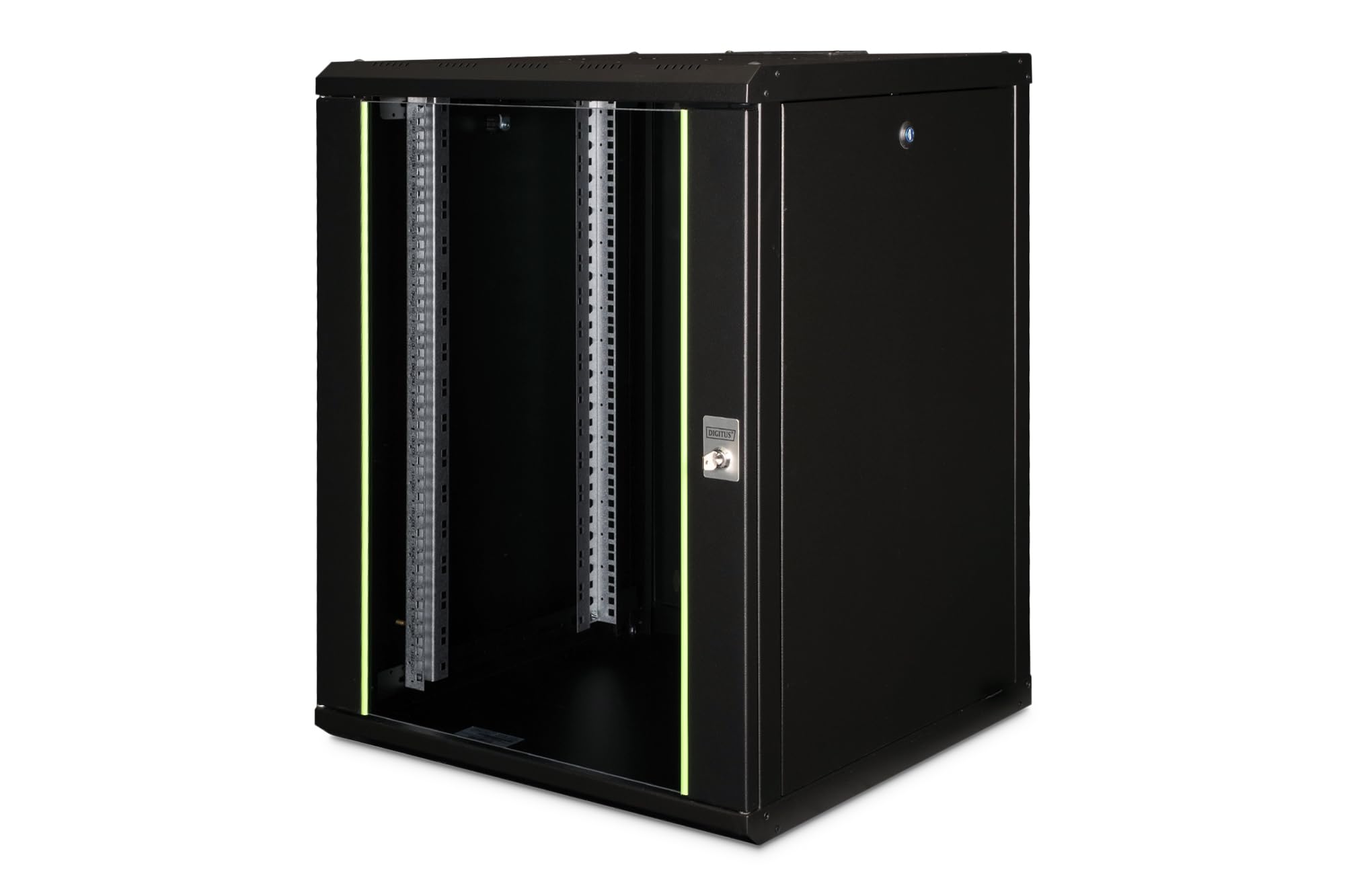 DIGITUS Armadio di rete 16U 19" Rack 600x600 mm Montaggio a parete Porta vetro IP20 Nero