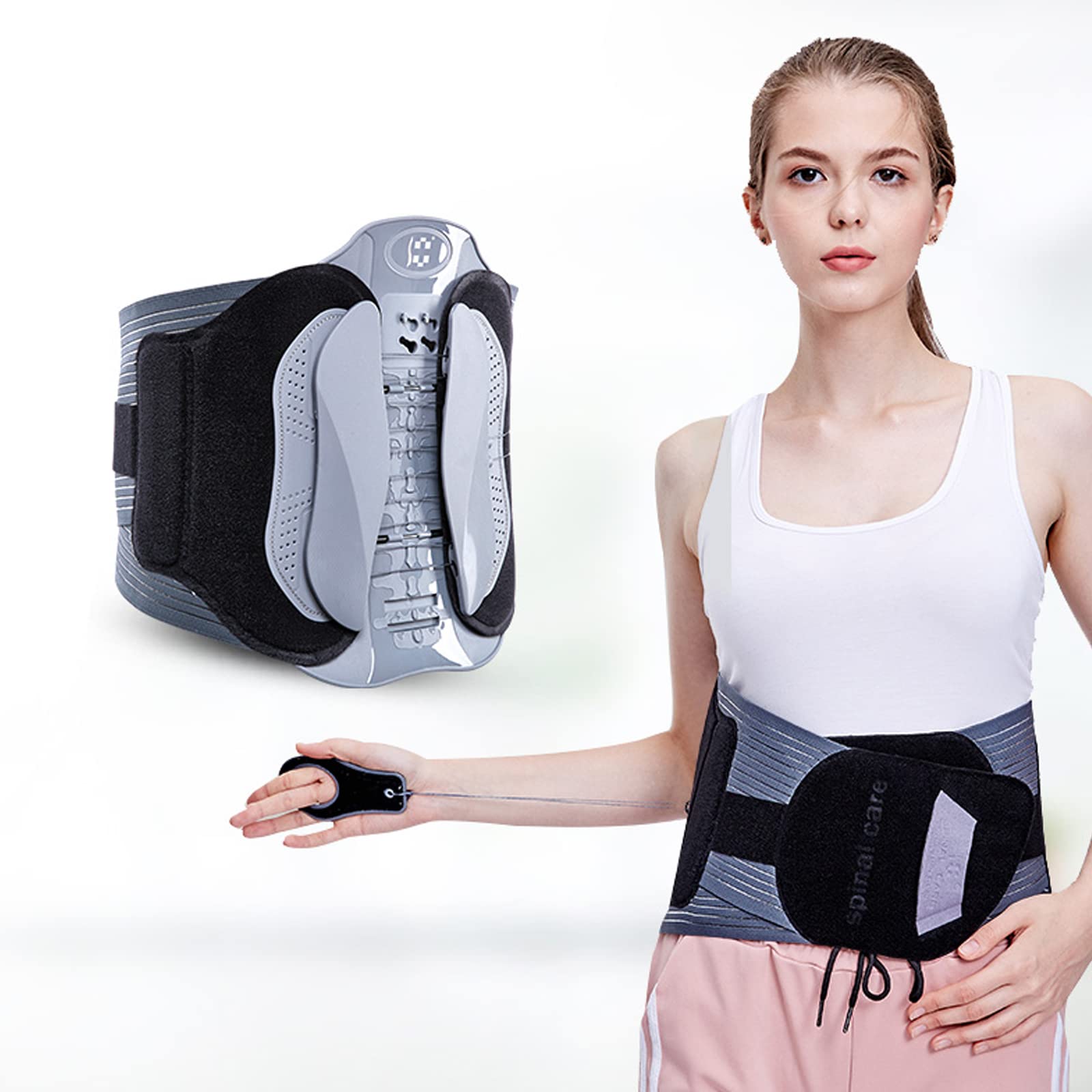 Alphay Back Brace - Immediate Relief from Back Pain, Herniated Disc, Sciatica, Scoliosis - Breathable Lumbar Belt with Lumbar Pad- Adjustable Support Straps- Lower Back Belt-M
