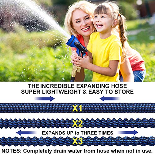 50ft Garden Hose Expandable Water Hose with 10 Function Nozzle, Leakproof Expanding Flexible Outdoor Yard Hose with Solid Brass Fittings, Extra Strength 3750D Durable Car Wash Hose Pipe