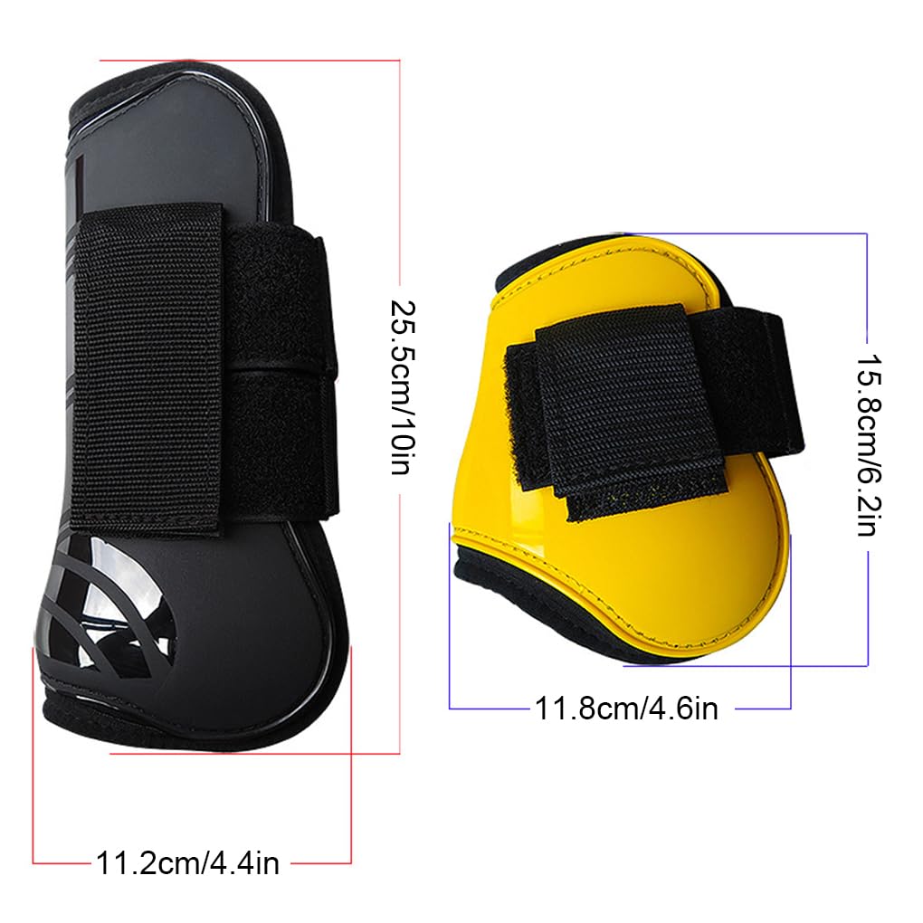 2 pares de espinilleras para caballos de equitación, ligeras y ajustables, con buen arnés, color negro