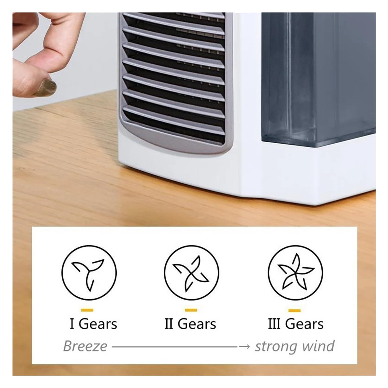 Mini Klimatyzator Przenośny Wentylator Chłodzący Wodę Nawilżacz Oczyszczacz Pulpit Chłodnica Powietrza Z Lampką Nocną Do Domu Biurowego DłUgotrwałY ChłóD(Gray)