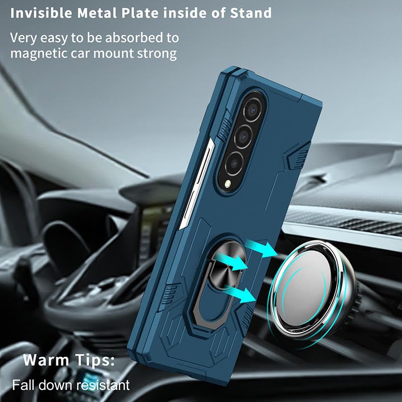 Image of amazon basics Shield Armor Pro Case for Samsung Galaxy Z Fold 6 Ring Holder Stand Back Case Cover for Samsung Galaxy Z Fold 6 - Blue