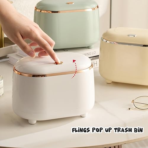 Miniatura 9 de Mini bote de basura con tapa, cubo de basura extraíble de plástico para oficina, cesta de basura pequeña para baño, oficina, cocina, escritorio,