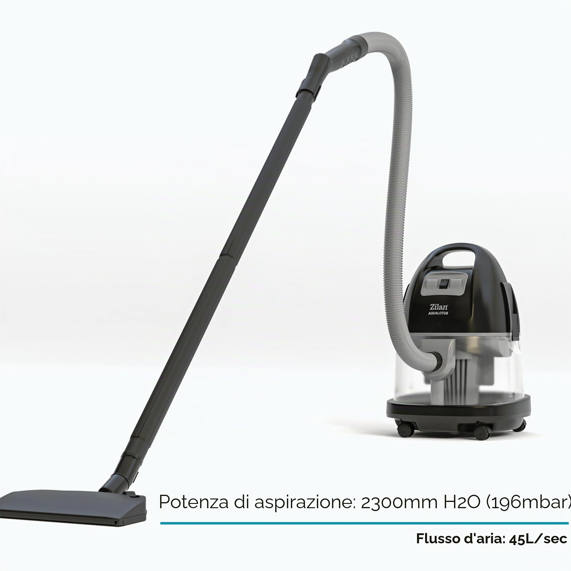 Zilan Aspirapolvere con filtro dell'acqua, per chi soffre di allergie, aspirapolvere senza sacchetto, classe energetica A H20, potenza di aspirazione 2.000 Watt