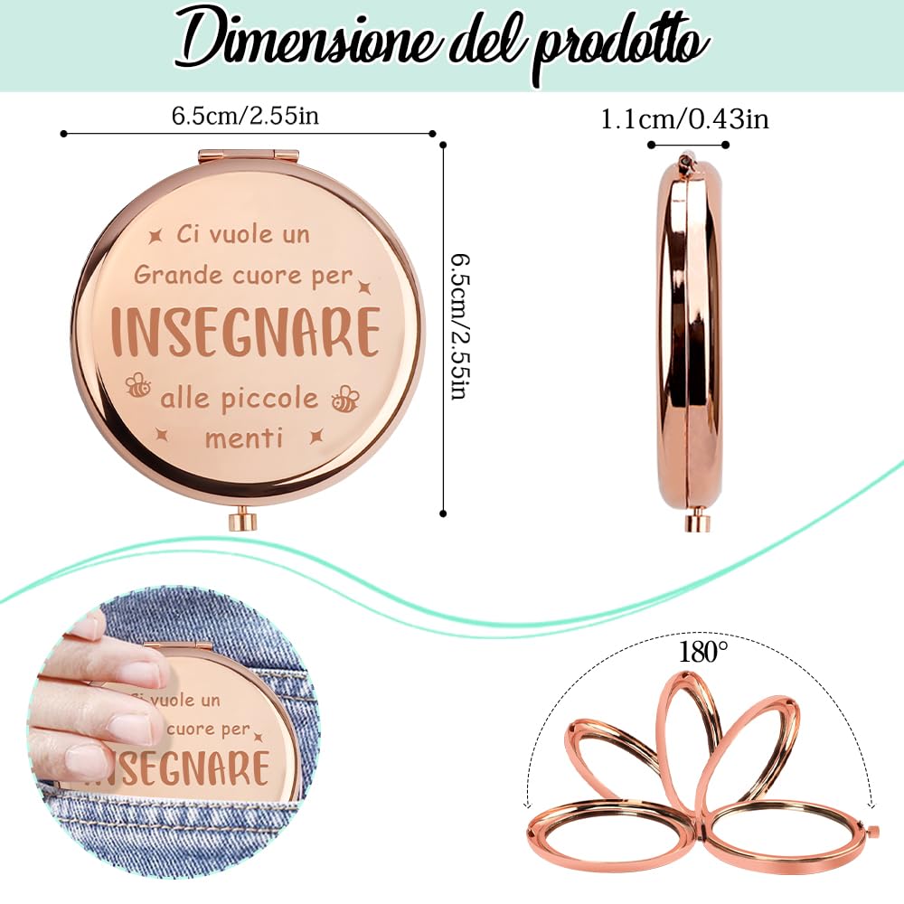 Regalo Maestra,Regalo Maestre Fine Anno,Regalo Per Insegnante,Idee Regalo Insegnanti Specchio Compatto,Regali Maestre,Regalo Maestra Educatrice Fine Anno,Regalo Per Maestra Asilo,Regalo Maestre Natale