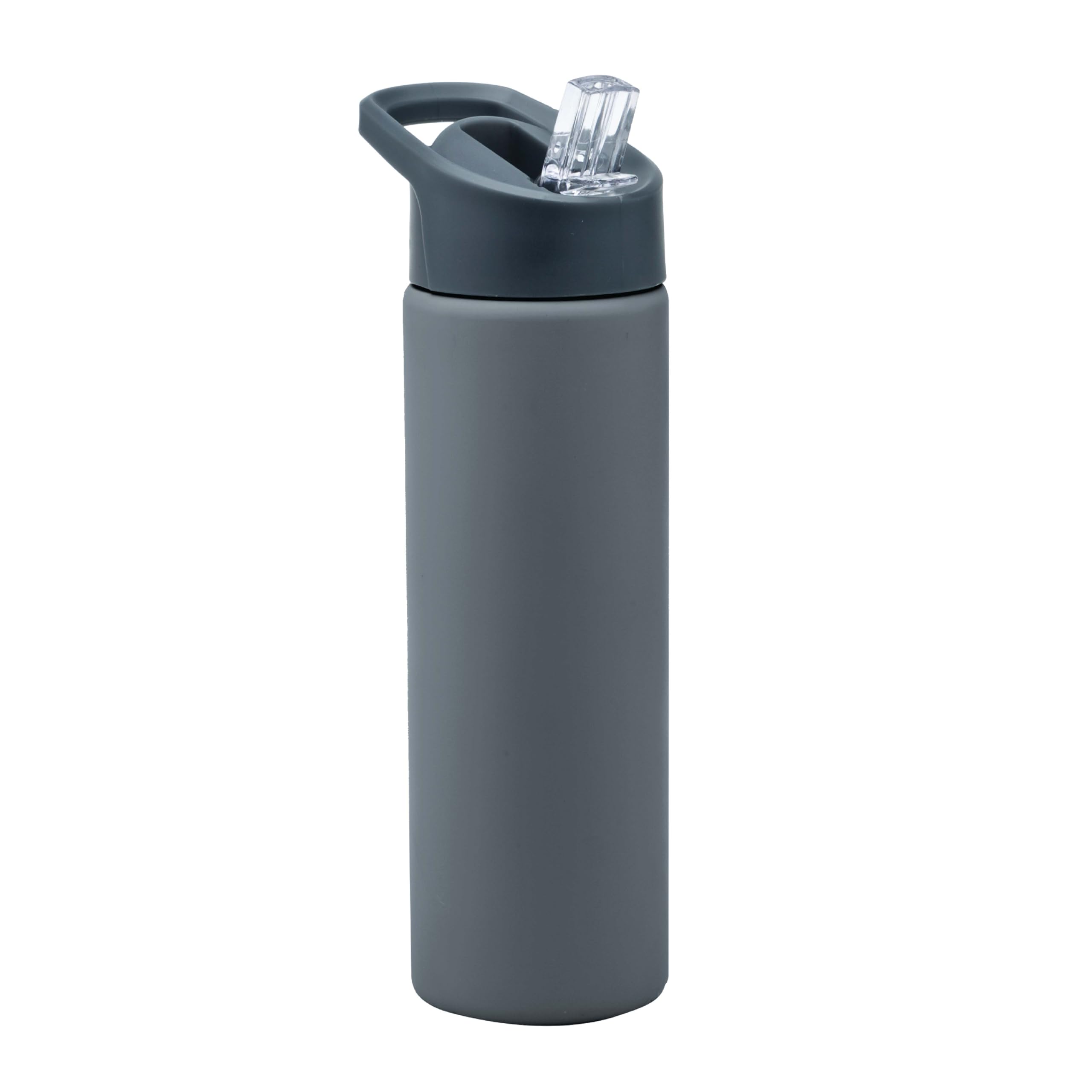 Smash Stainless Steel Drink Bottle with Sipper Lid with Straw, Grey, 750ml