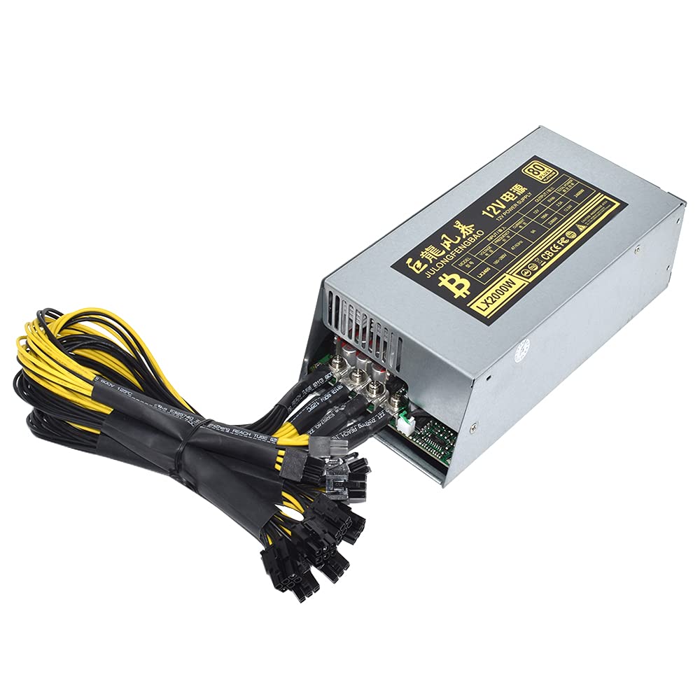 2000W 12V 166A ETH Mining Machine Power Supply 100-220V Input 10x6Pin 80% Efficiency Multi-GPU for BTC Antminer Bitcoin Mining Server-image-14