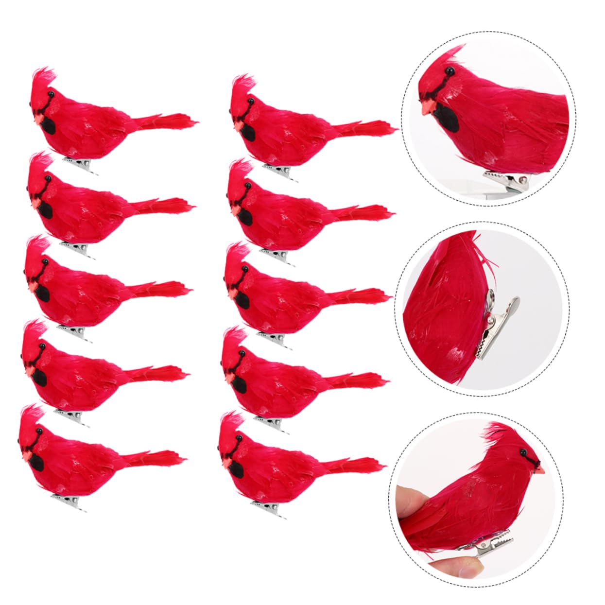 TOPBATHY 2 Series Adornos Navideños De Pájaros Artificiales con Clip De Decoración con Rojas para Árboles De Navidad Y Accesorios para Fotografía Y Decoración 10 Piezas*2