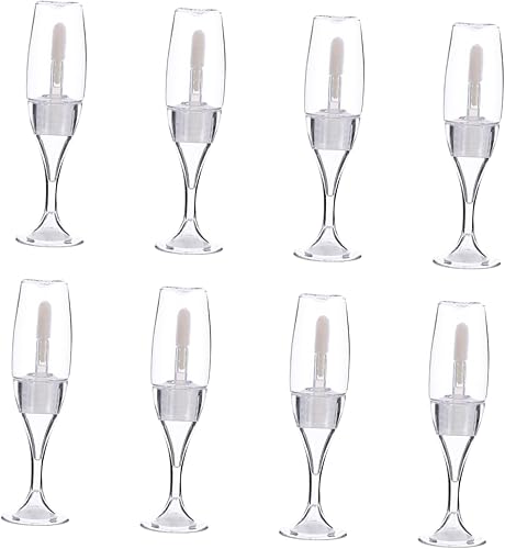 8pcs Wine Glass Shaped Lip Gloss Tubes Refillable Lip Gloss Containers Bottles and Liquid Cosmetics Convenient Travel
