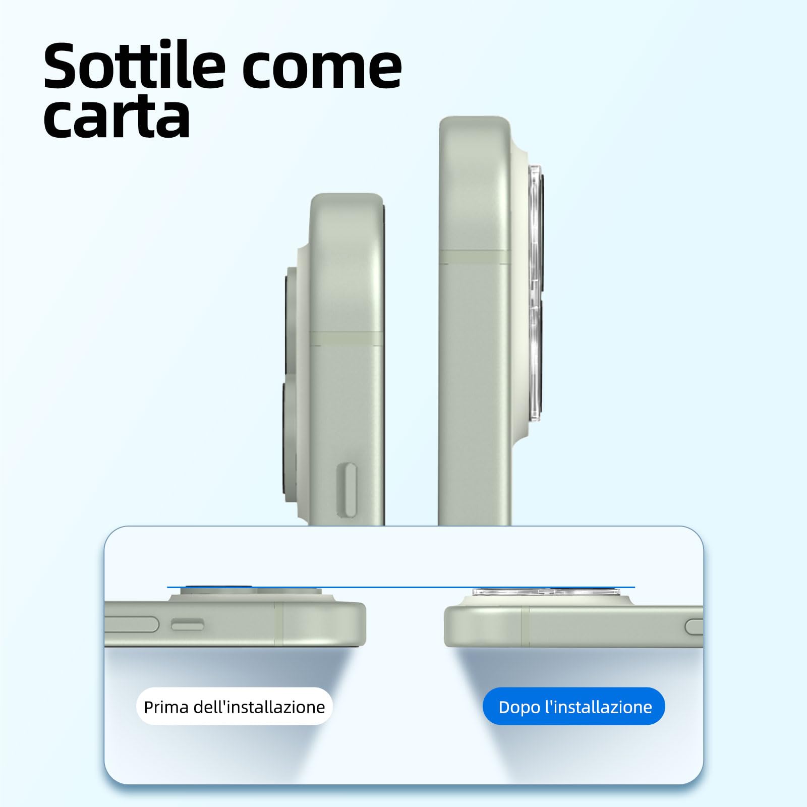 NEW'C 4 Pezzi, 2 x Pellicola Vetro Temperato per iPhone 15 (6,1") e 2 x Pellicola Vetro Protettiva Fotocamera Posteriore per iPhone 15 (6,1")-Ultra Resistente - Vetro Durezza 9H